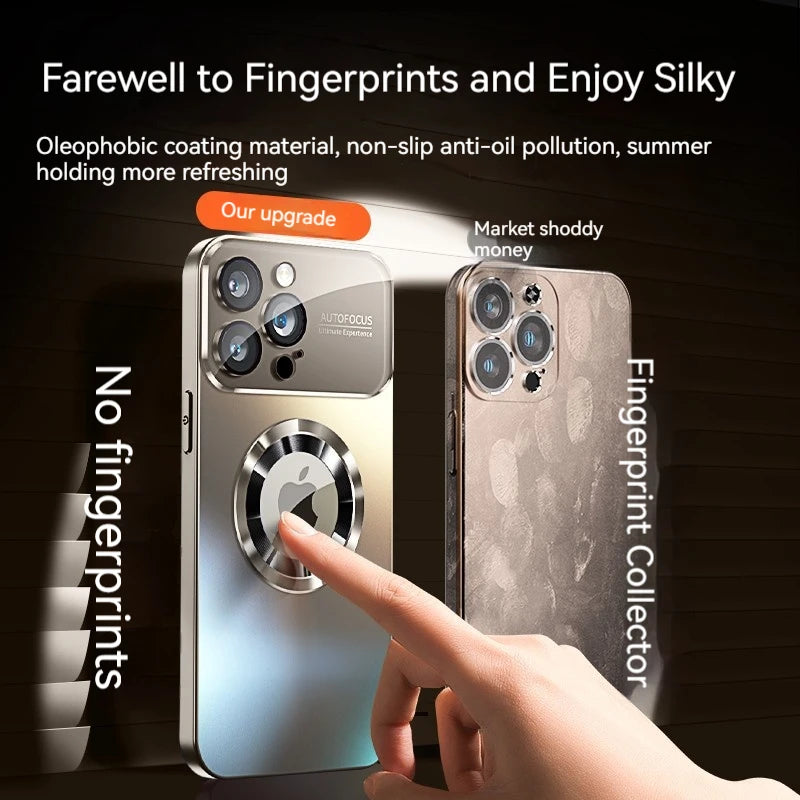 Luxury Glass Camera Lens Protection Case For iPhone 16 11 12 13 15 Pro Max 14 Plus For Magesafe Wireless Charging Magnetic Cover