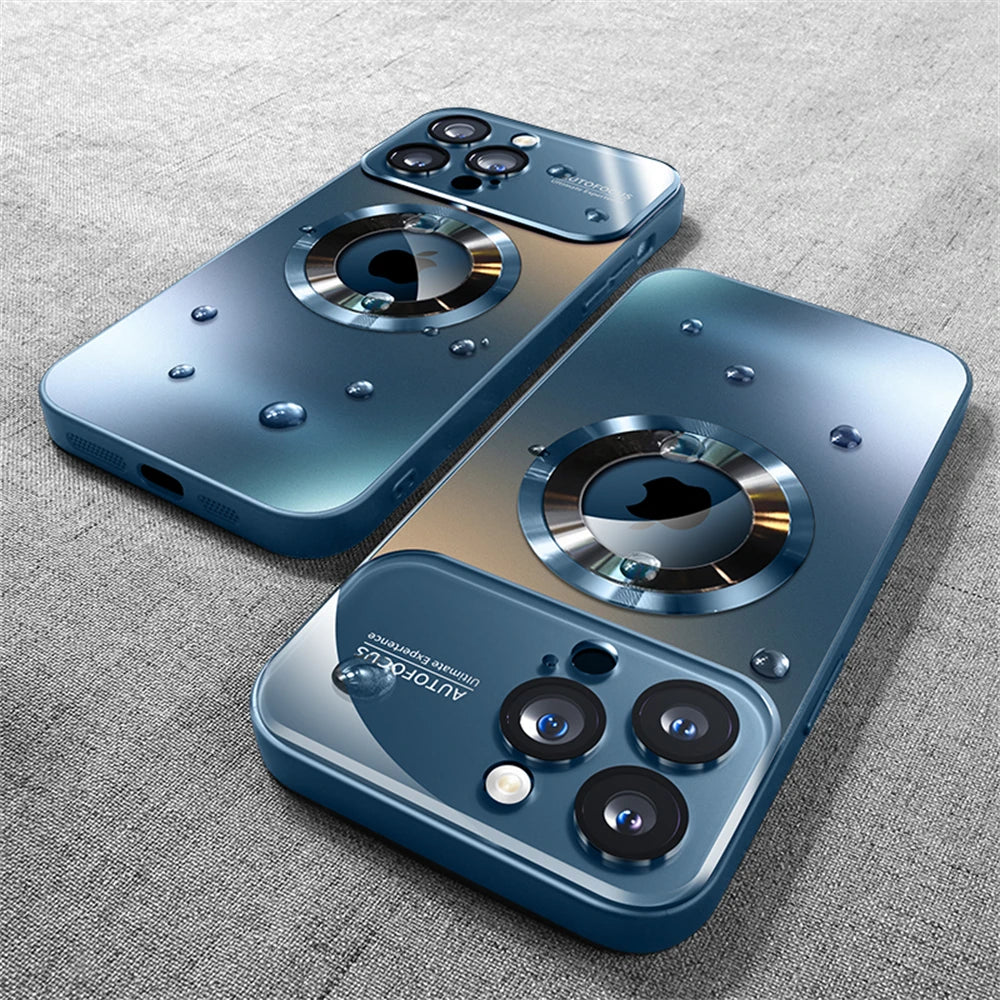 Luxury Glass Camera Lens Protection Case For iPhone 16 11 12 13 15 Pro Max 14 Plus For Magesafe Wireless Charging Magnetic Cover