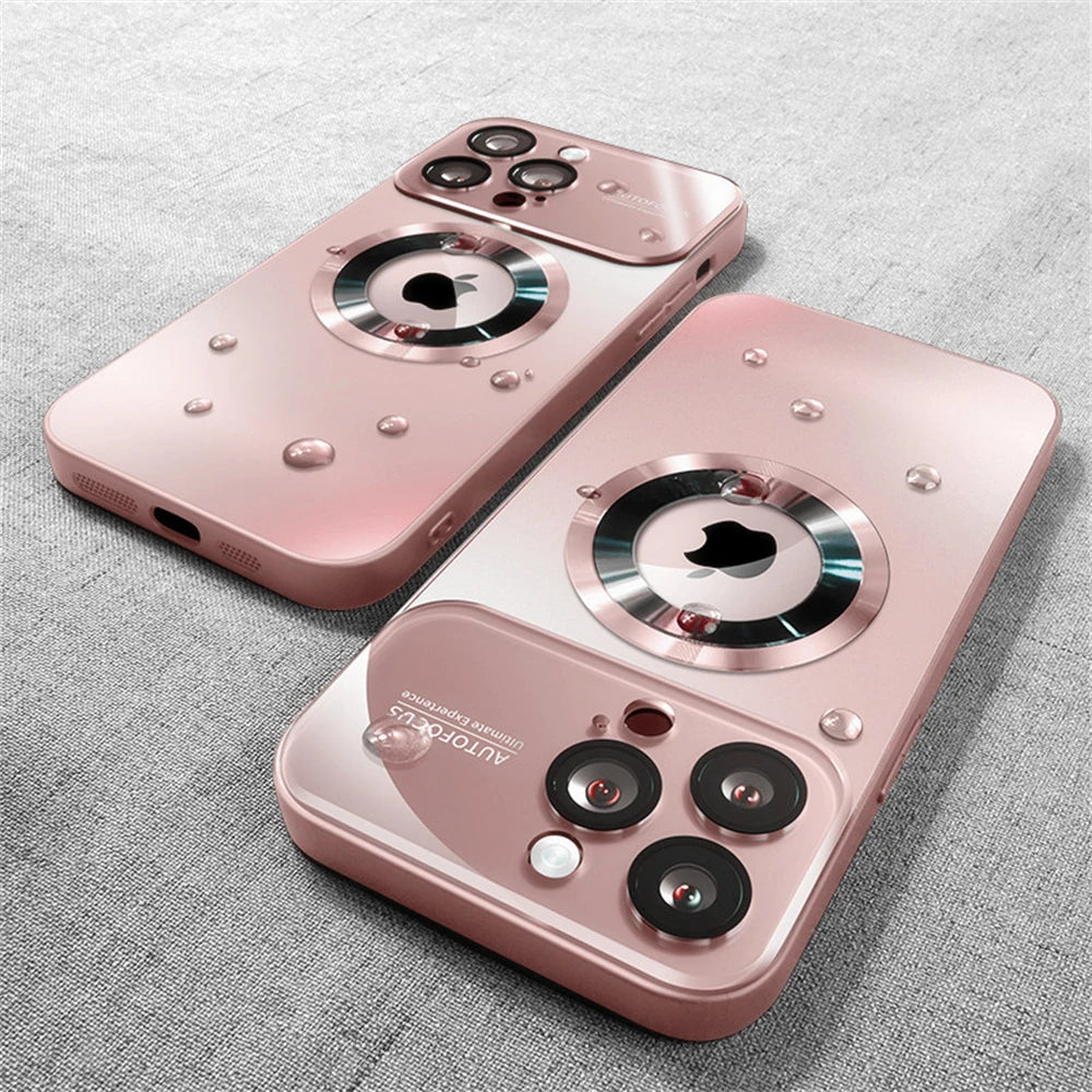 Luxury Glass Camera Lens Protection Case For iPhone 16 11 12 13 15 Pro Max 14 Plus For Magesafe Wireless Charging Magnetic Cover