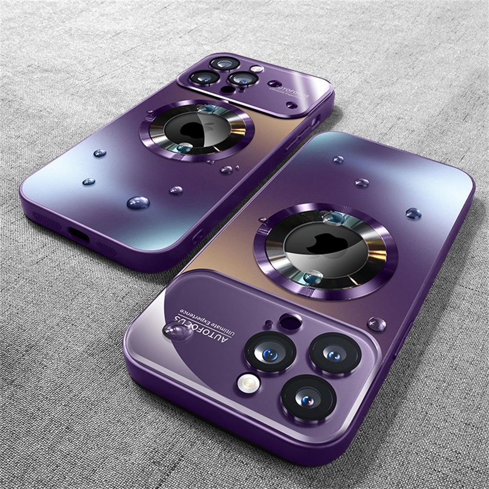 Luxury Glass Camera Lens Protection Case For iPhone 16 11 12 13 15 Pro Max 14 Plus For Magesafe Wireless Charging Magnetic Cover