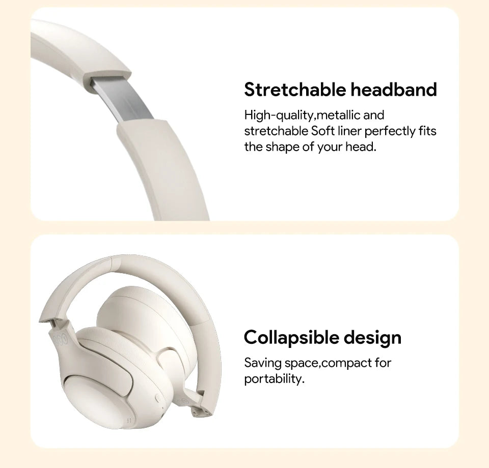 QCY H3 ANC Wireless Headphones Hi-Res Audio Over Ear Headset 43dB Hybrid Active Noise Cancellation Bluetooth 5.4 Gaming Earphone