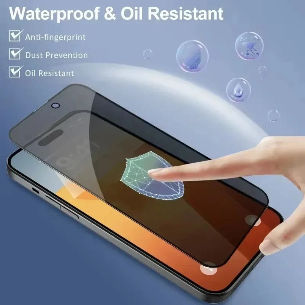 NNBILI 5Pcs Full Cover Privacy Screen Protector For iPhone 16 11 12 13 14 15 Pro Max Mini 8K Anti-spy Glass For iPhone XR XS MAX