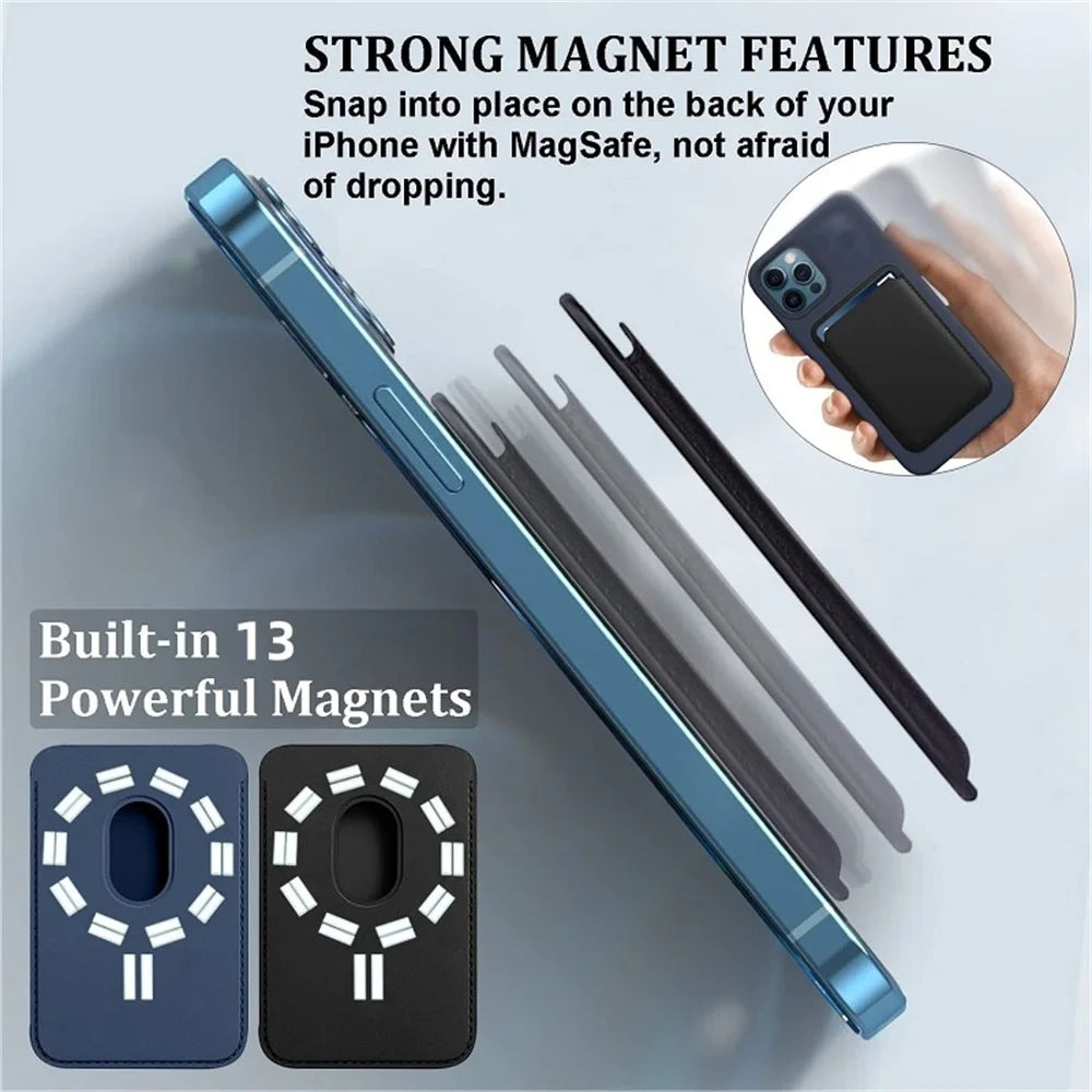 Magnetic Leather Wallet Case for iPhone 15Pro 14 13 16 Pro Max Magsafe Card Holder Luxury Phone Cover Protective Bag Accessories