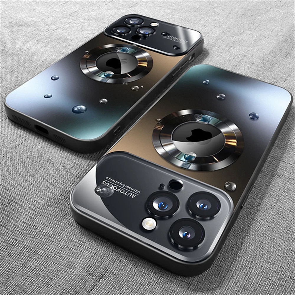 Luxury Glass Camera Lens Protection Case For iPhone 16 11 12 13 15 Pro Max 14 Plus For Magesafe Wireless Charging Magnetic Cover